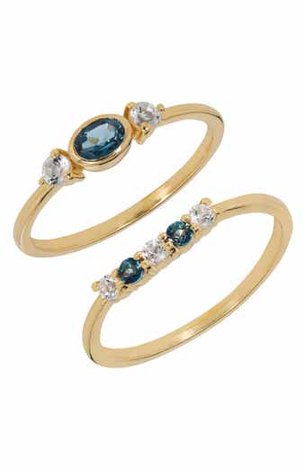YS GEMS London Blue Topaz & White Topaz Ring