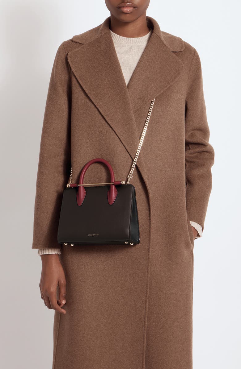 Strathberry Mini Colorblock Leather Tote, Alternate, color, Espresso/ Oxblood/ Black