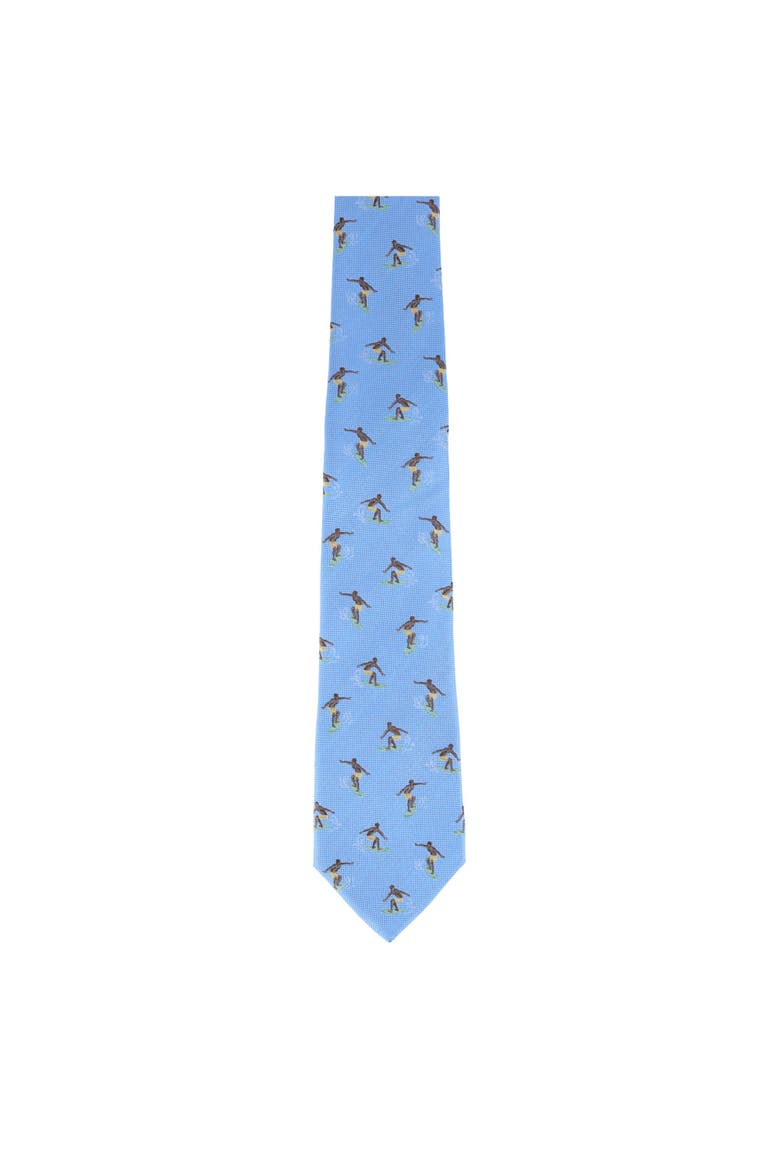 Raglan Surfing Novelty Silk Necktie, Alternate, color, Light Blue
