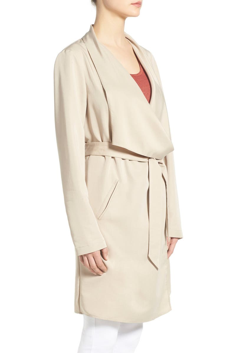 Kensie Belted Drape Front Trench Coat, Alternate, color, 