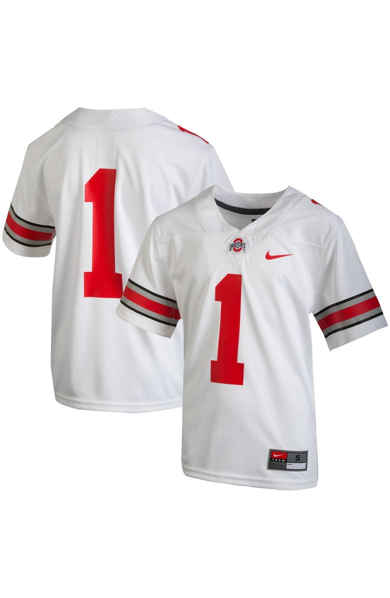 Nike Youth Nike #1 White Ohio State Buckeyes Team Replica Football Jersey, Main, color, White
