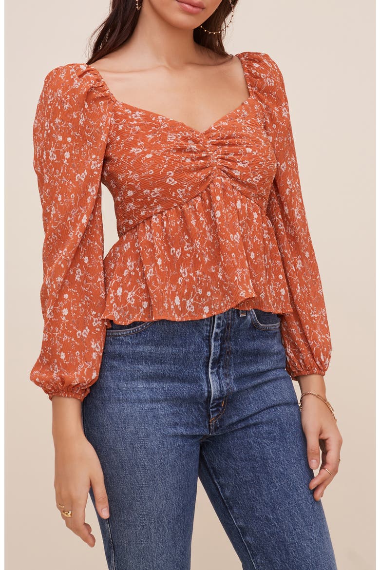 Crinkle Sweetheart Top, Alternate, color, RUST MULTI FLORAL