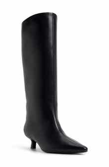 Aliccia Pointed Toe Knee High Kitten Heel Boot