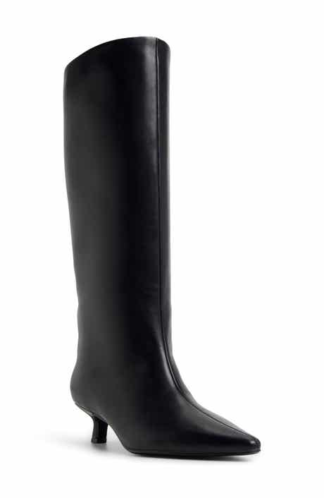Aliccia Pointed Toe Knee High Kitten Heel Boot