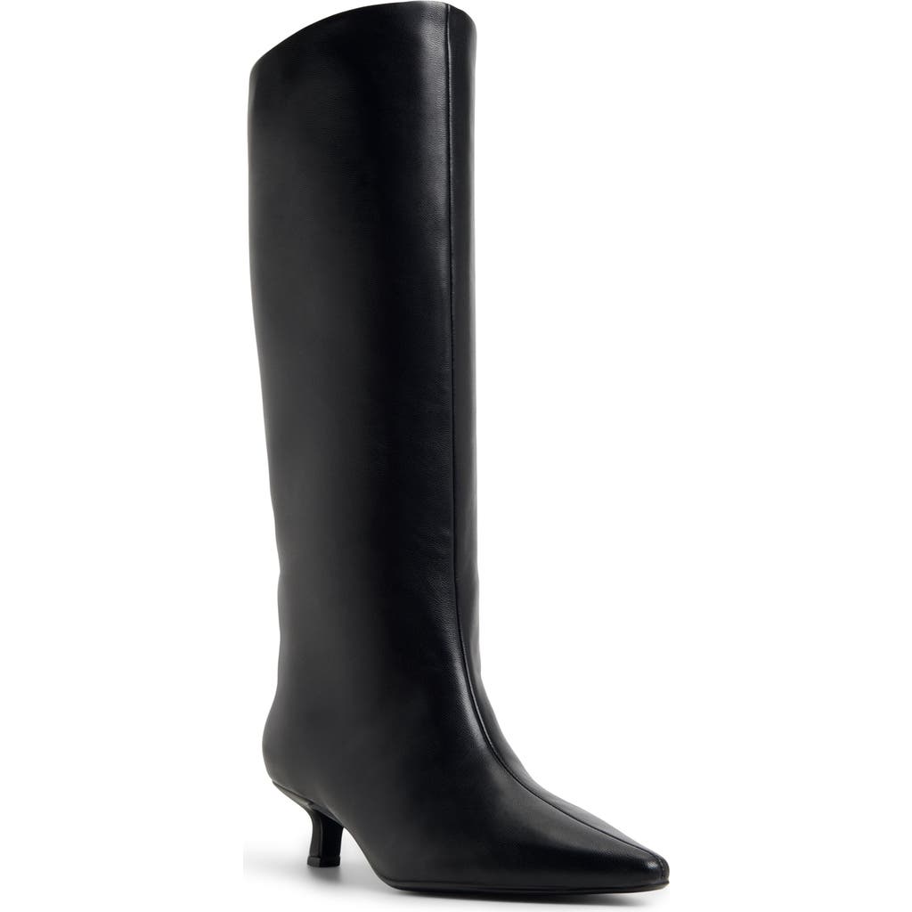 Call It Spring By Aldo Aliccia Pointed Toe Knee High Kitten Heel Boot In Black