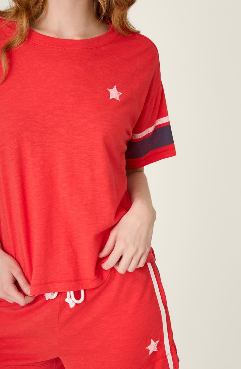 PJ Salvage Star Spangled Summer Cotton & Modal Pajama T-Shirt Top, Alternate, color, True Scarlet