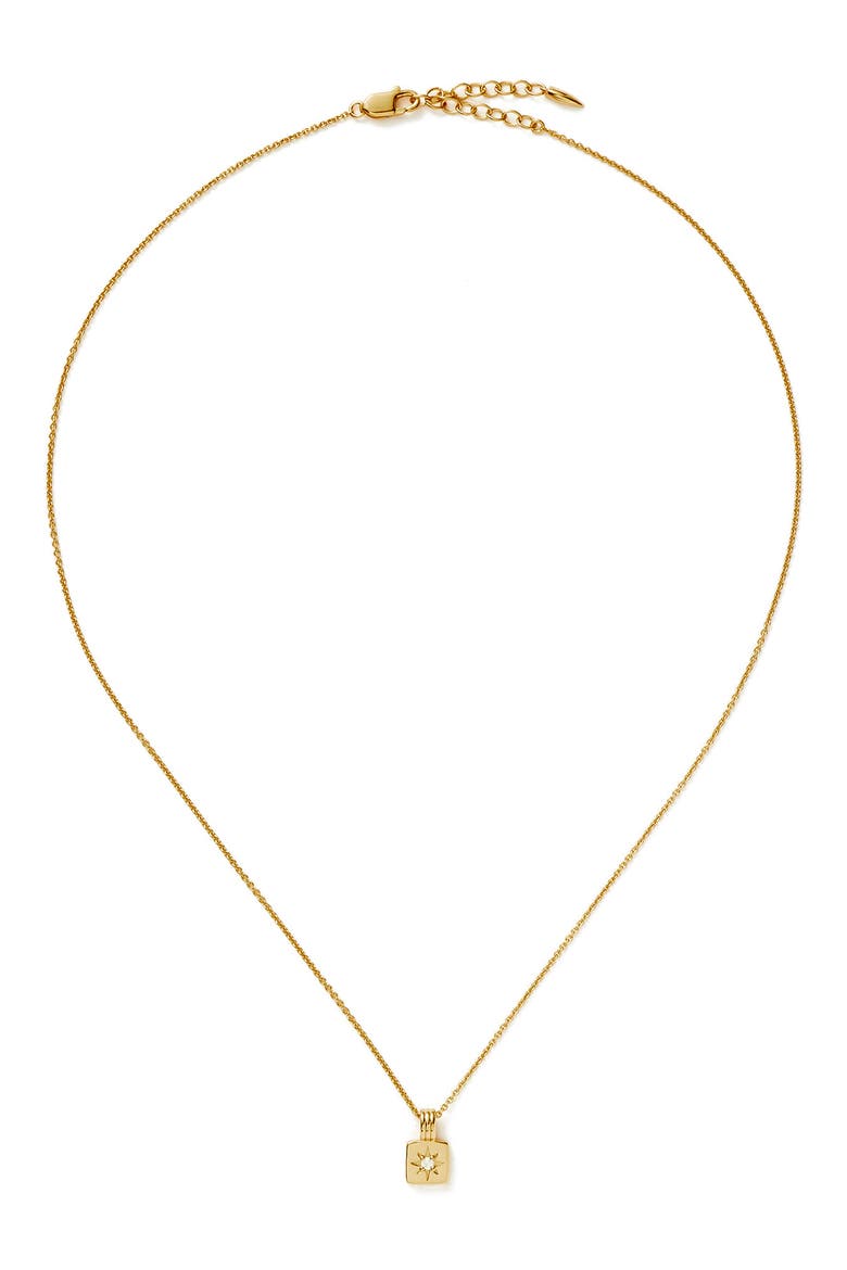 Engravable Cubic Zirconia Star Pendant Necklace, Alternate, color, GOLD