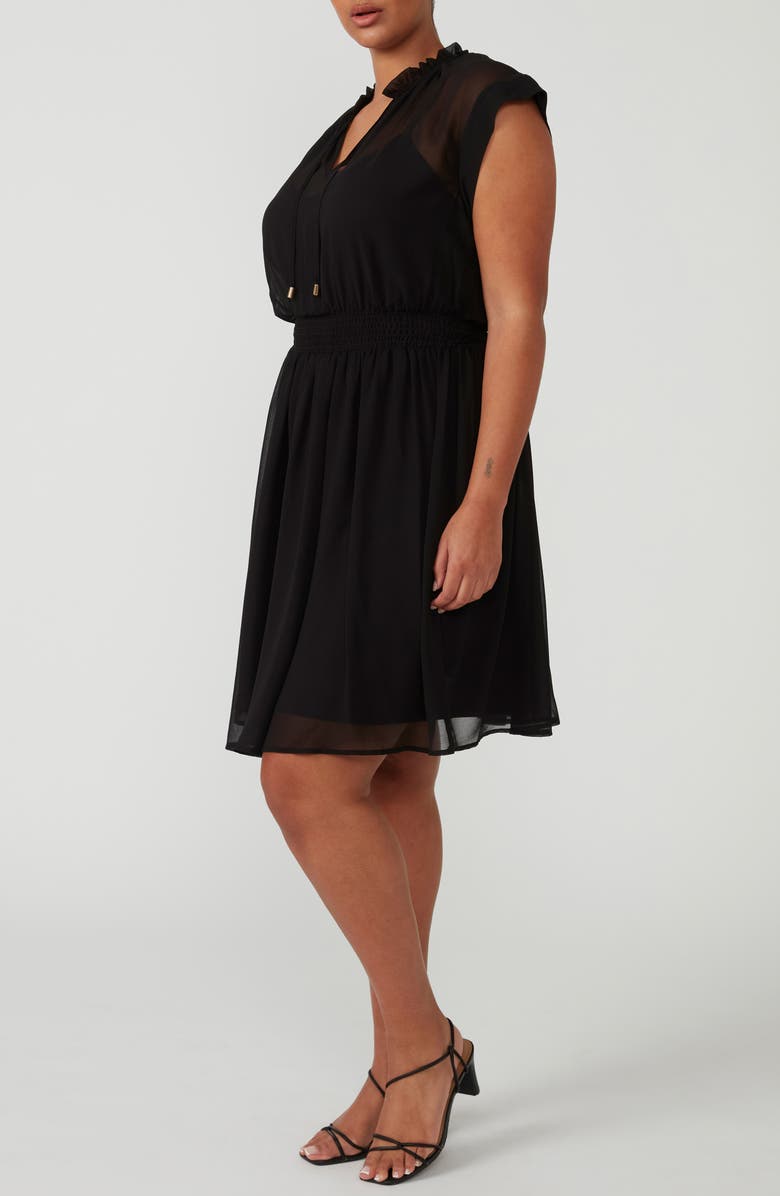 Estelle Utah Smocked Waist Tie Neck Dress, Alternate, color, Black