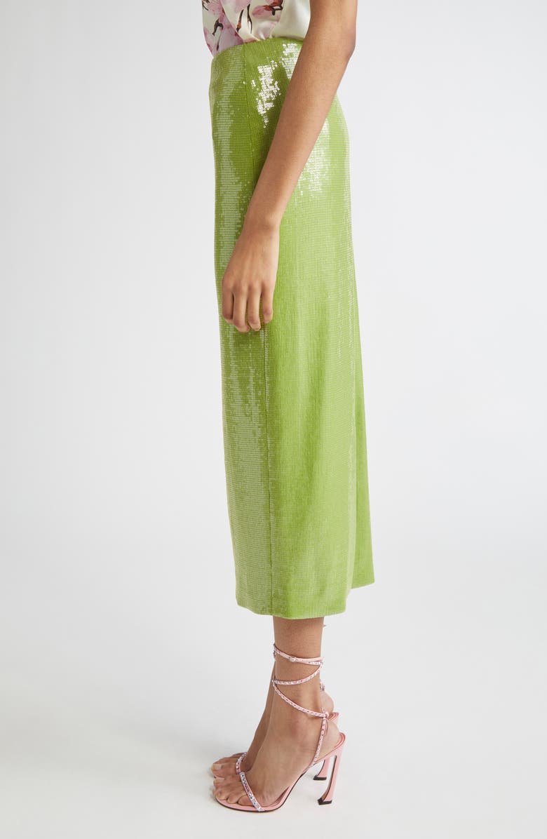 Oscar de la Renta Sequin Jersey Pencil Skirt, Alternate, color, Fern