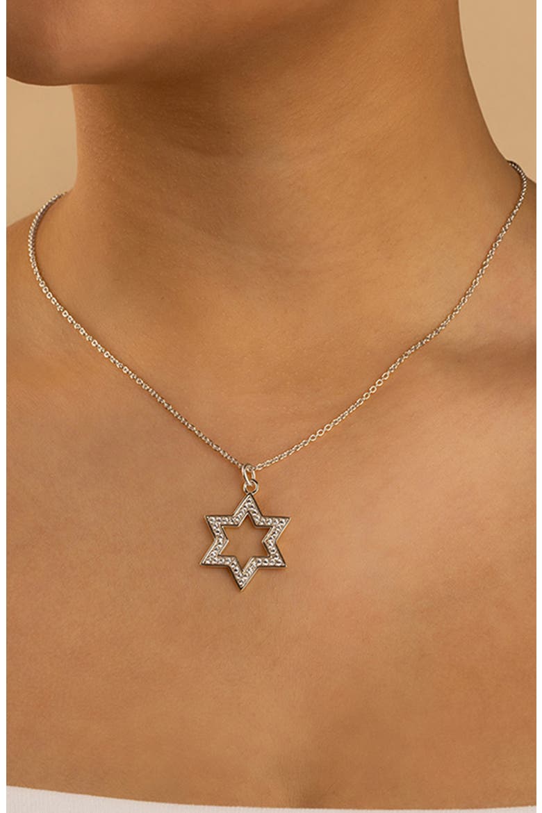 Pave Star of David Pendant Necklace, Alternate, color, SILVER
