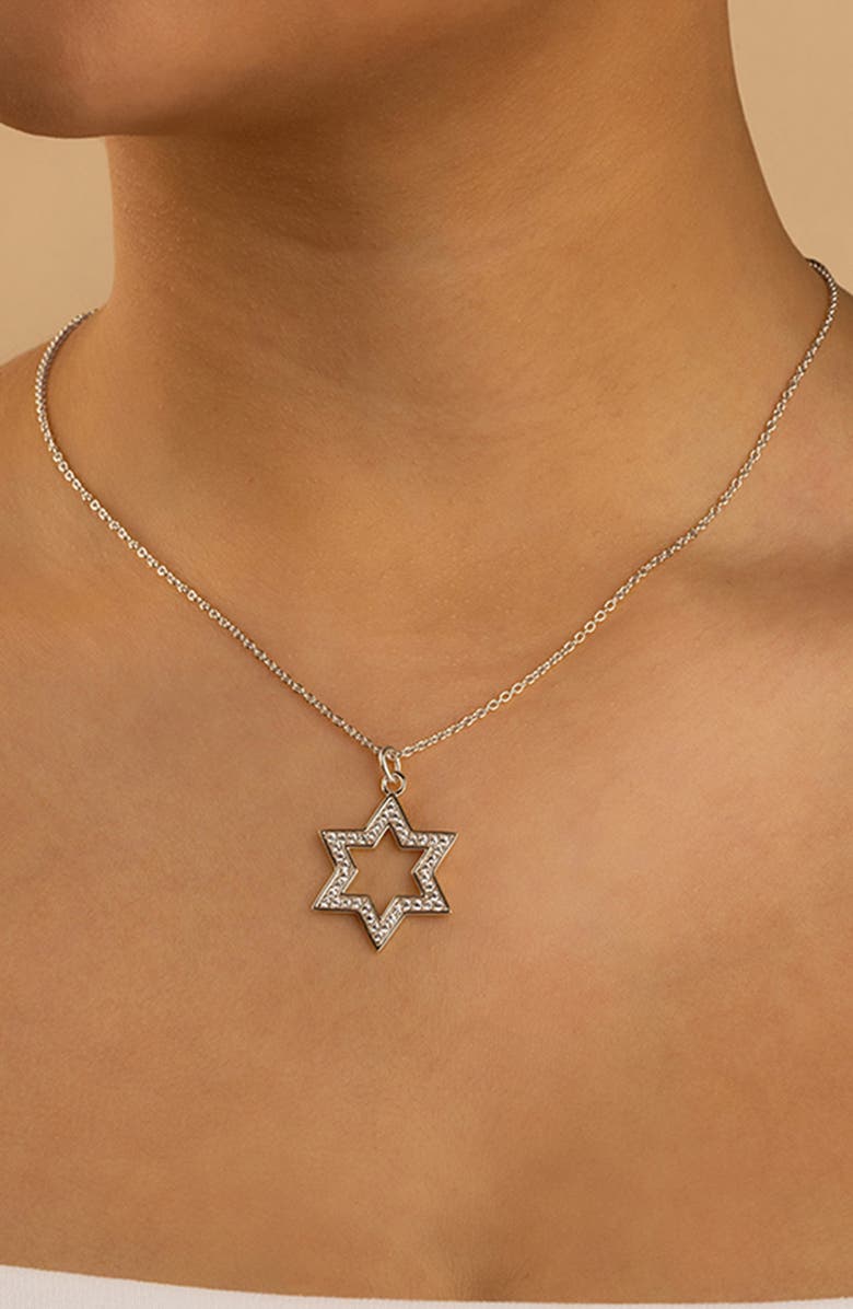 Sterling Forever Pave Star of David Pendant Necklace, Alternate, color, 