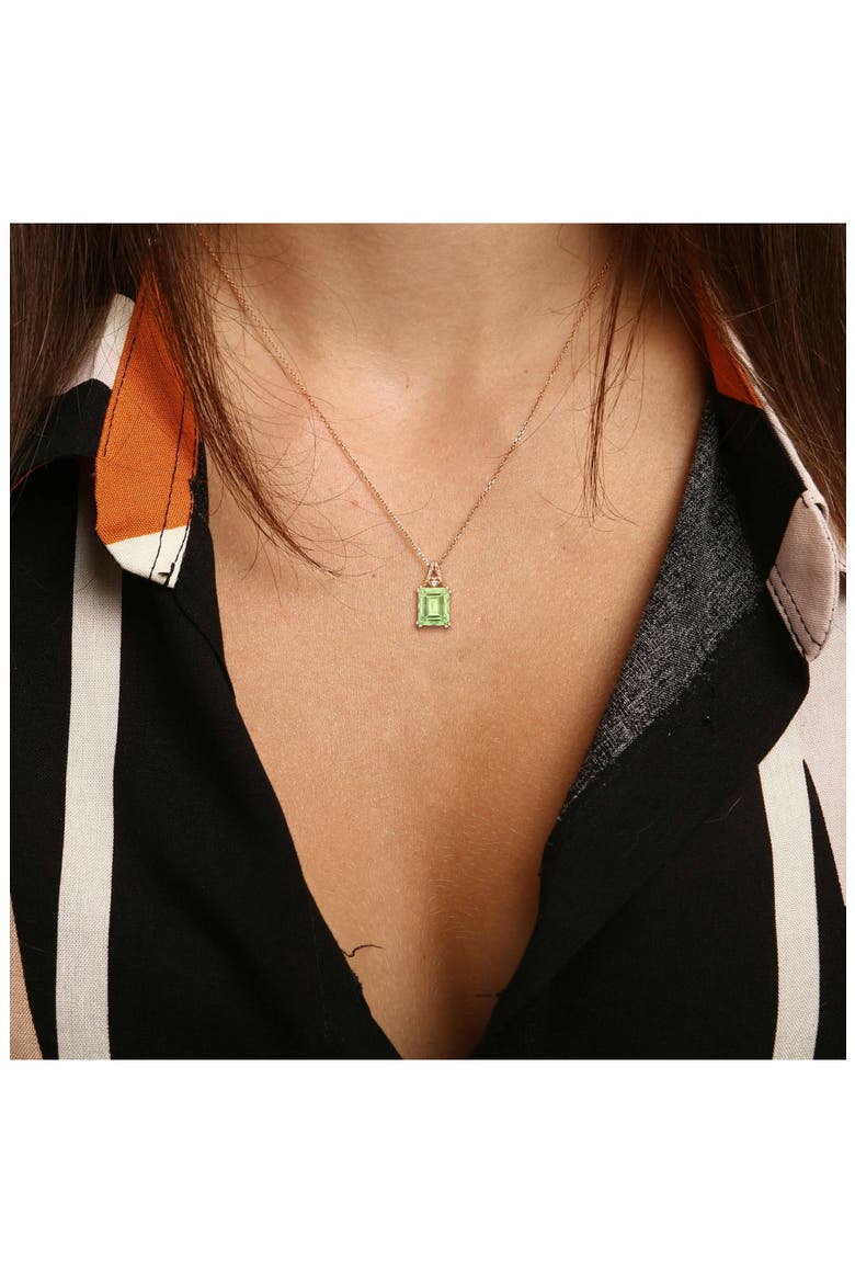 Emerald-Cut Green Quartz Earrings & Necklace Set, Alternate, color, GREEN