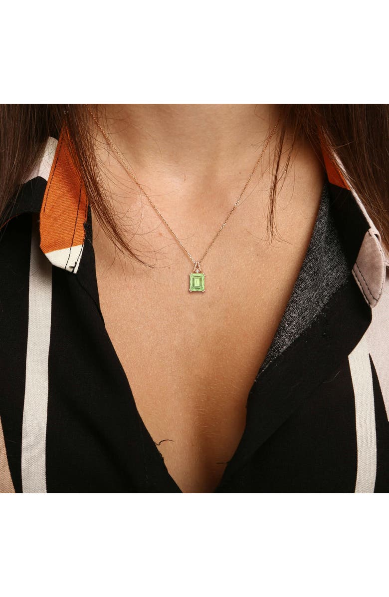 DELMAR Emerald-Cut Green Quartz Earrings & Necklace Set, Alternate, color, Green