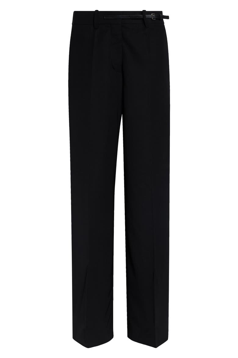 Belted Wool Gabardine Pants, Main, color, BLACK