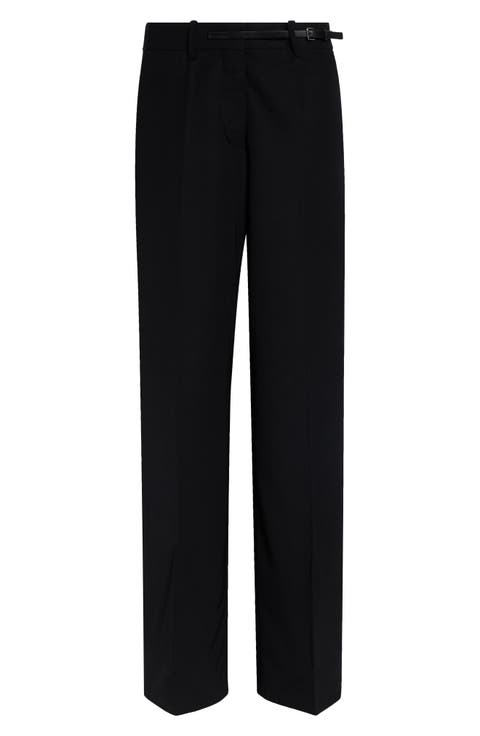 Belted Wool Gabardine Pants