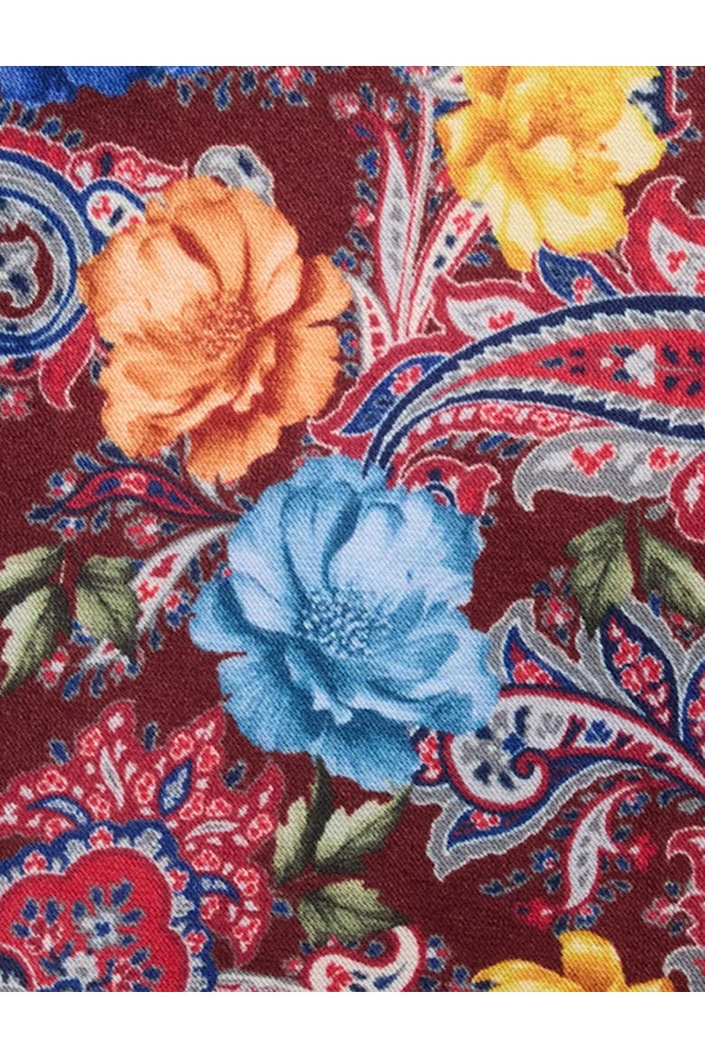 Big & Tall Printed Floral Paisley Tie, Alternate, color, BURGUNDY