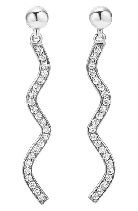 Caviar Spark Diamond Wave Drop Earrings