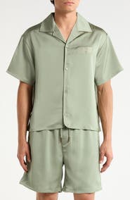 HONOR THE GIFT Satin Logo Embroidered Button-Up Camp Shirt