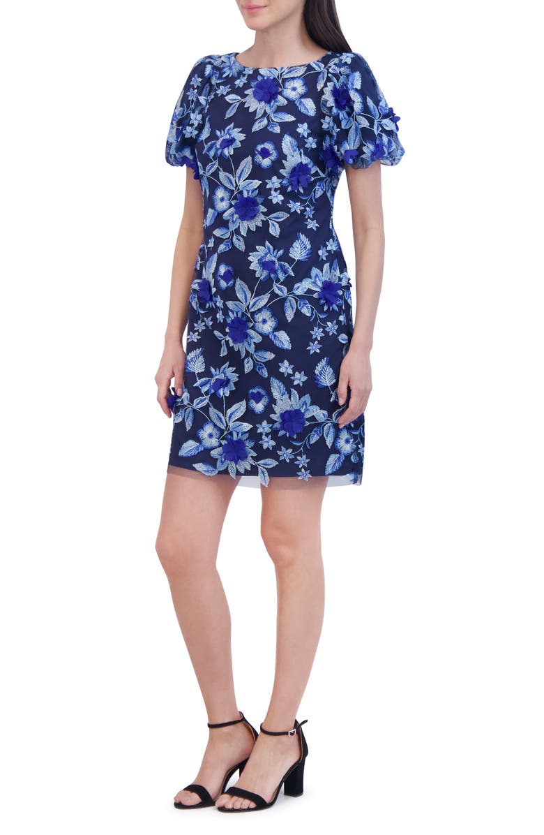 Eliza J Embroidered Floral Appliqué Cocktail Dress, Alternate, color,