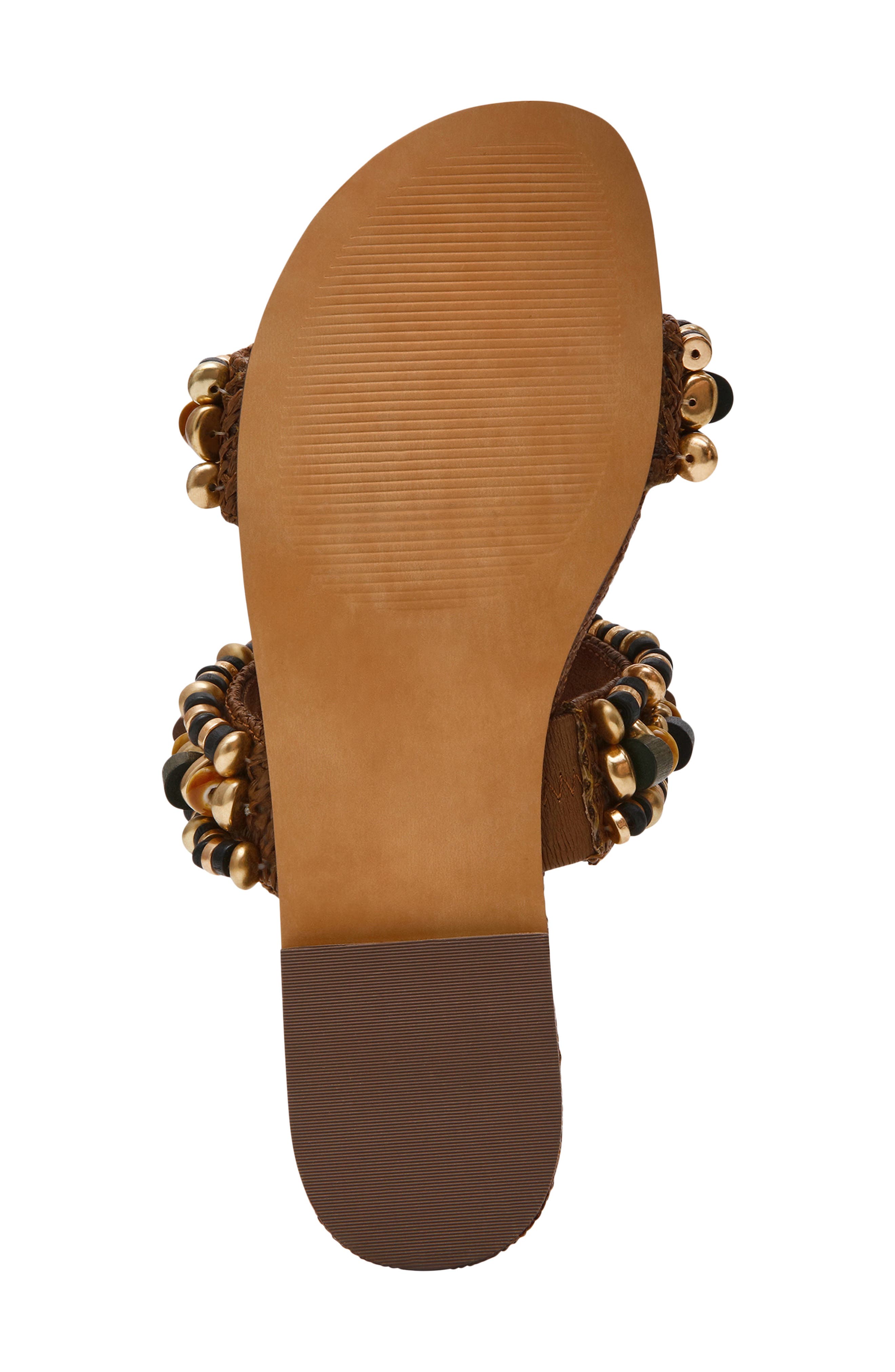 Steve Madden Messima Beaded Two-Strap Sandal, Alternate, color, Brown Raffia