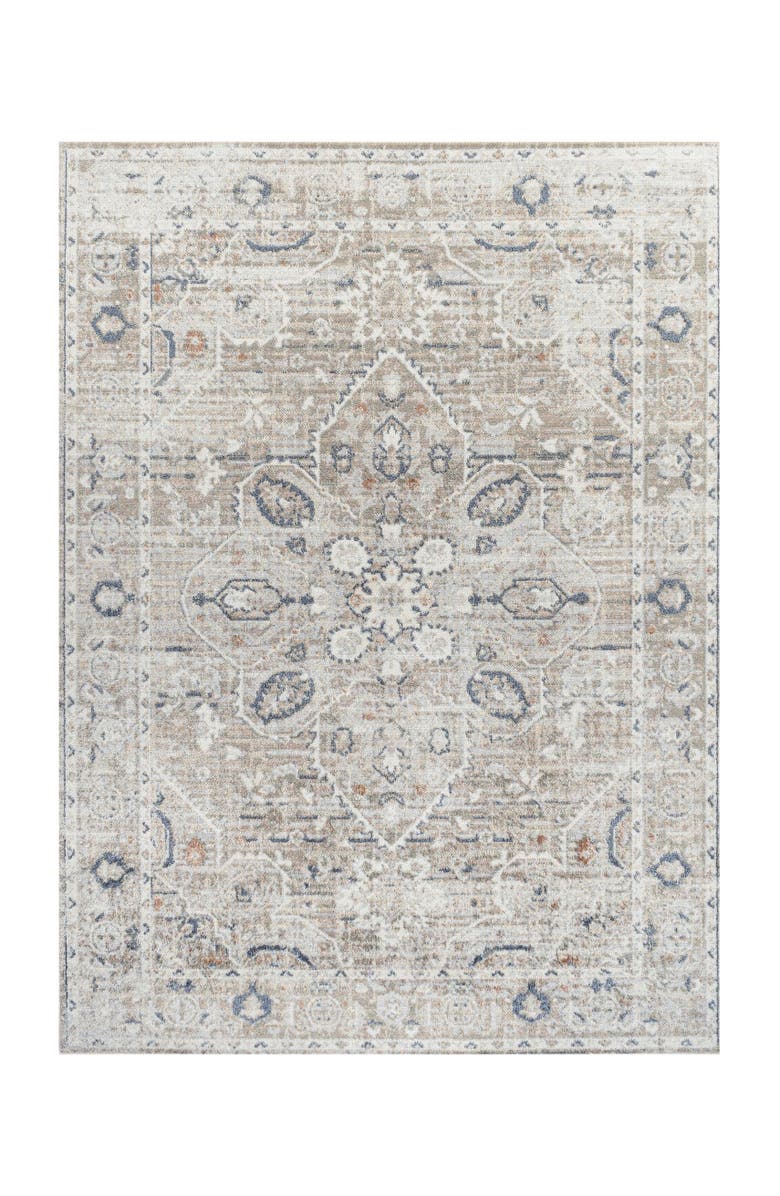 JONATHAN Y Shaii Global Medallion Low-Pile Machine-Washable Area Rug, Main, color, Light Gray/Brown