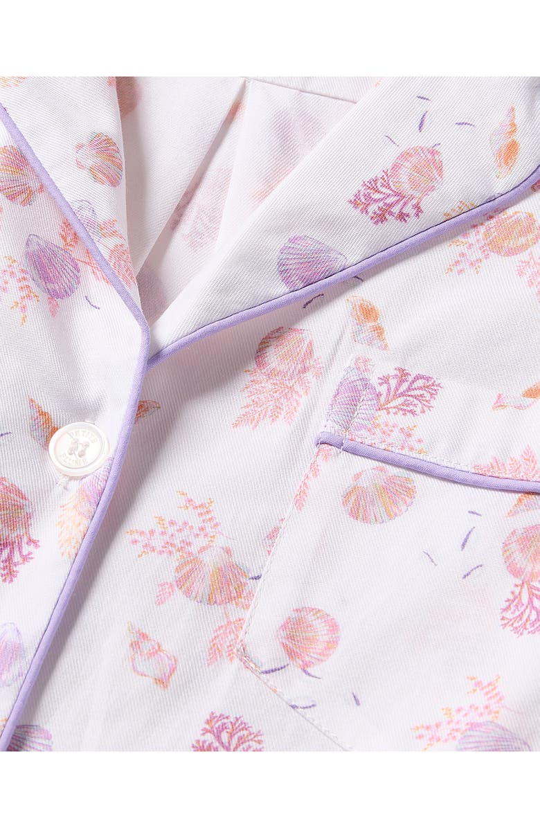 Petite Plume Seashell Print Brushed Cotton Twill Pajamas, Alternate, color, White