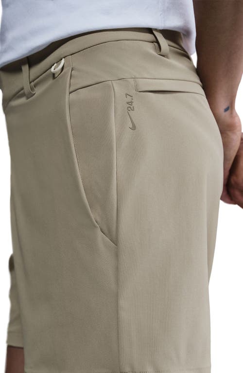 Nike 24.7 Perfectstretch Dri-fit Flat Front Shorts In Brown