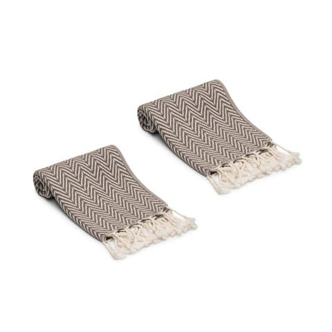 Herringbone Turkish Cotton Hand Towels - Set of 2