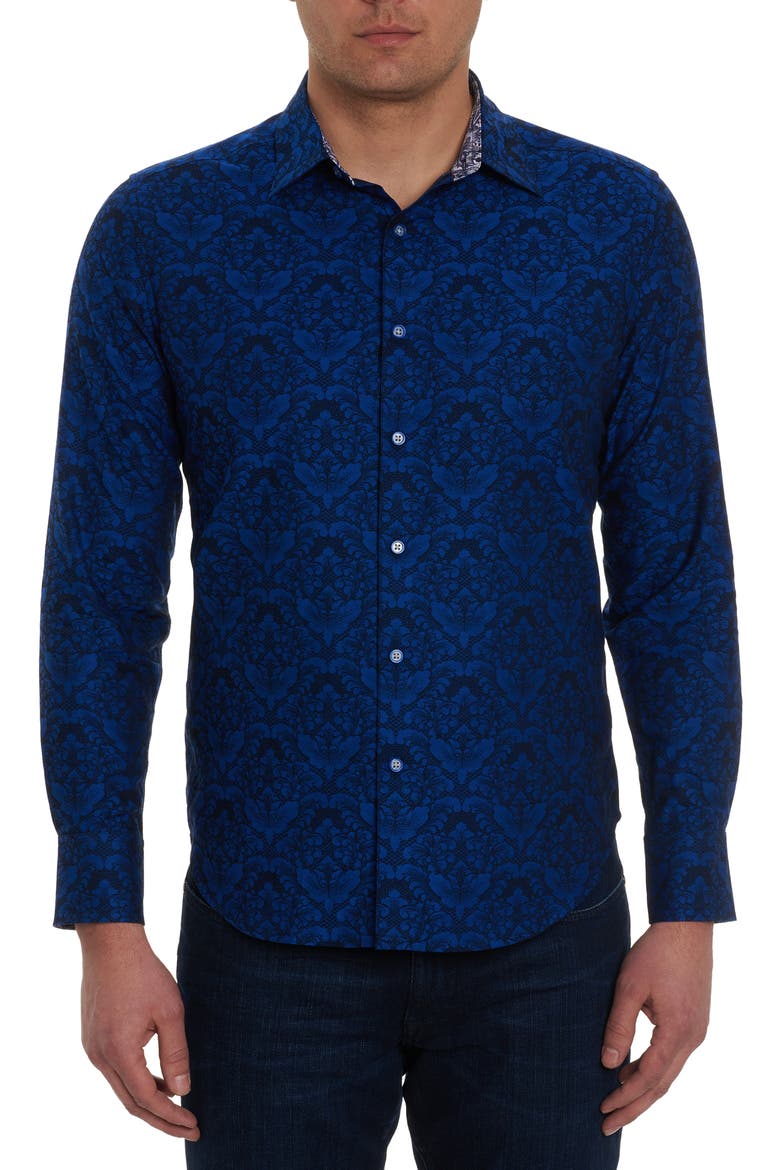 Bayview Cotton Button-Up Shirt, Main, color, NAVY