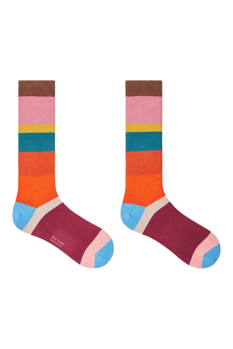 Colorblock Cotton Blend Dress Socks, Alternate, color, MULTI PINK