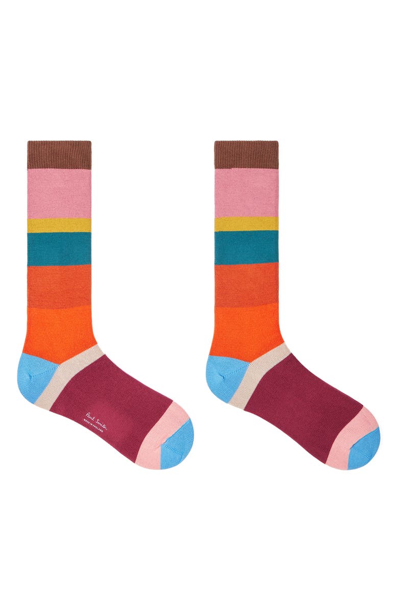 Paul Smith Colorblock Cotton Blend Dress Socks, Alternate, color, Multi Pink