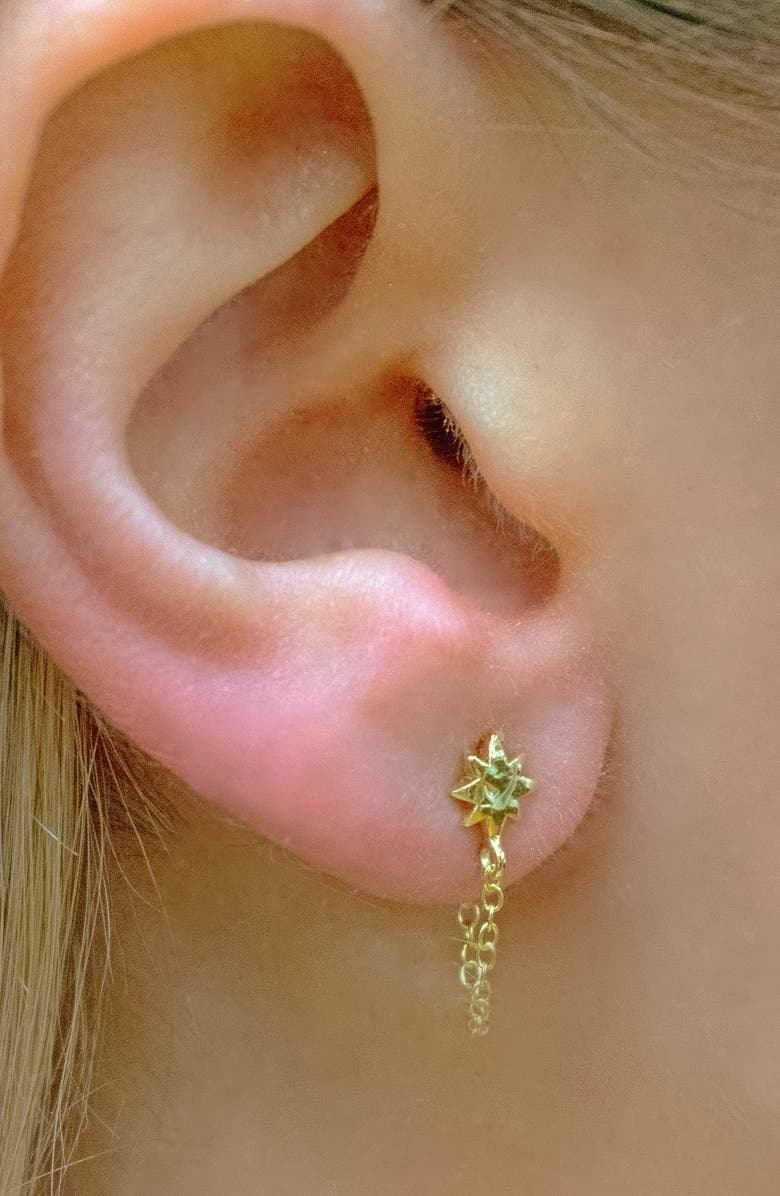 Argento Vivo Sterling Silver Hammered Star Chain Hoop Earrings, Alternate, color, 