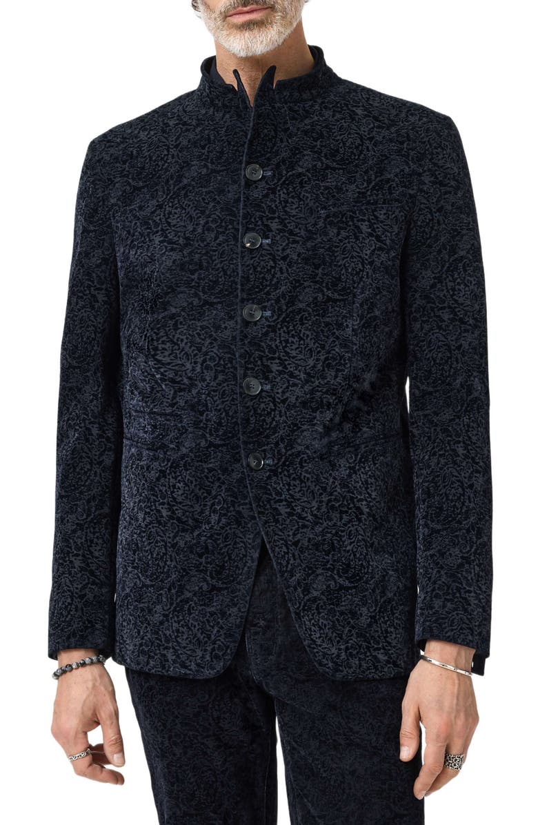 John Varvatos Varick Slim Fit Paisley Jacket, Main, color, Night Sky