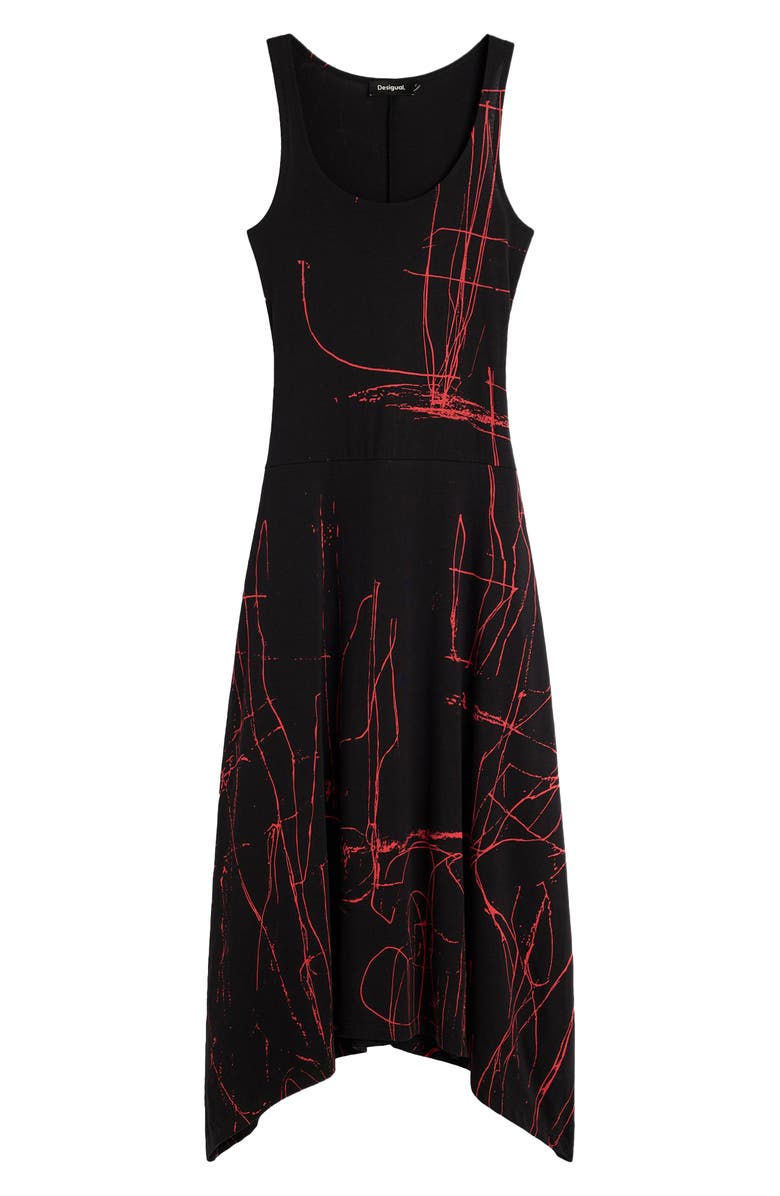 Desigual Abstract Print Sleeveless Dress, Alternate, color, Black
