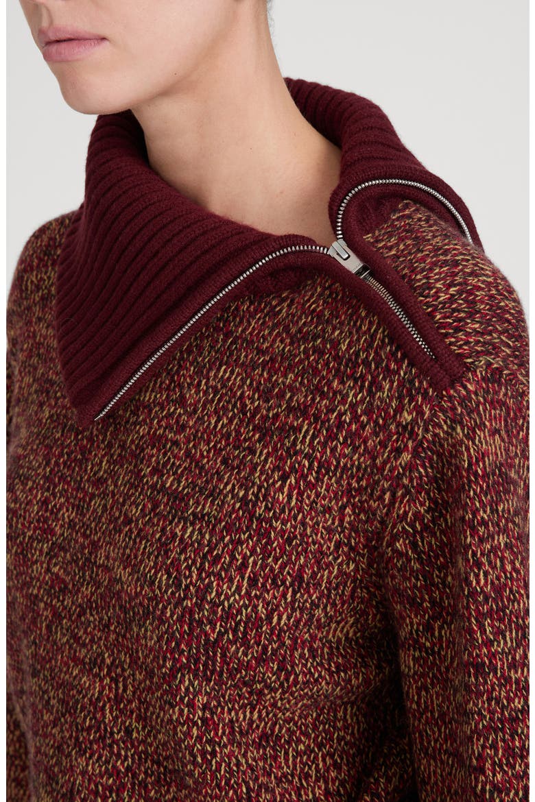 Marled Zip Sweater, Alternate, color, DEEP GARNET MULTI