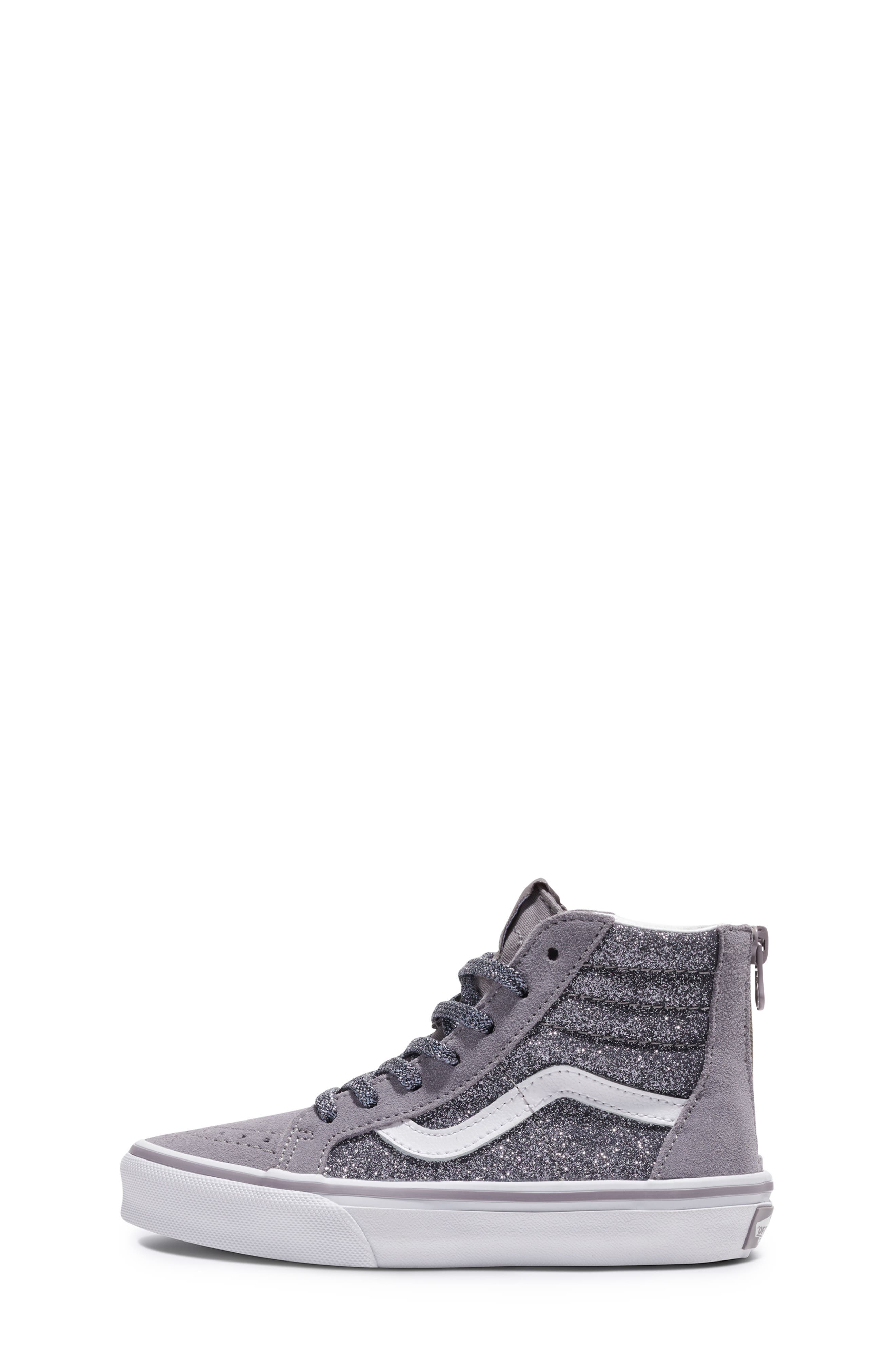 Vans Kids
 Sk8-Hi Zip Glitter Sneaker, Alternate, color, 