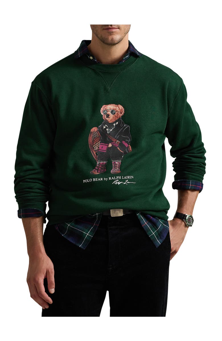 Polo Ralph Lauren Big & Tall Bear Crewneck Sweatshirt, Main, color, Moss Agate Holiday