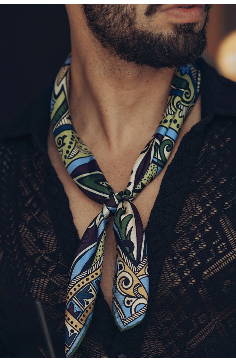 Elizabetta Capri - Hand Rolled Silk Neckerchief for Men, Alternate, color, 