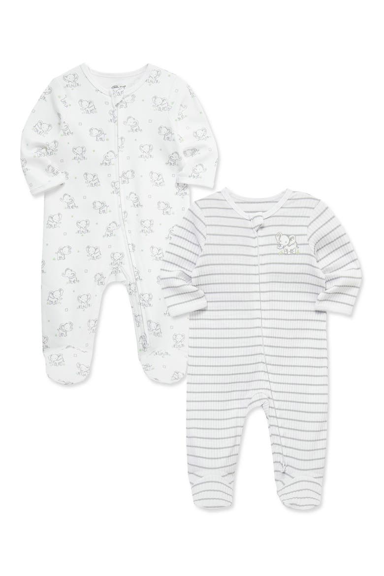 2-Pack Elephant Organic Cotton Footies, Alternate, color, WHITE