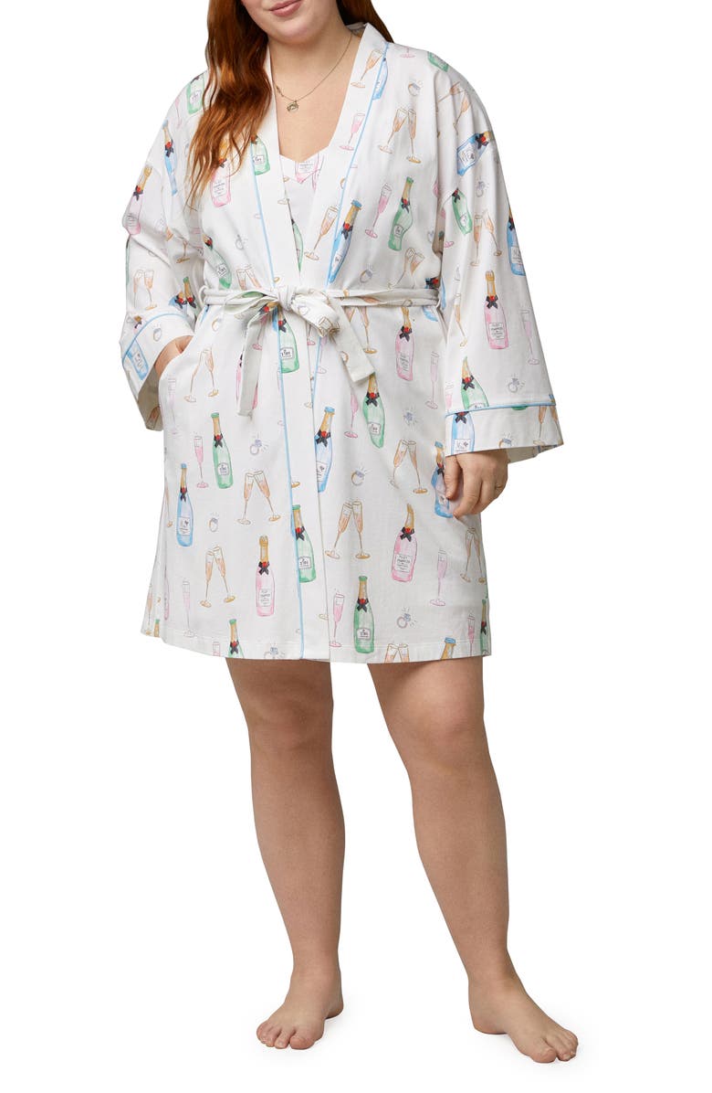 BedHead Pajamas Just Married Print Organic Cotton Jersey Robe, Alternate, color,