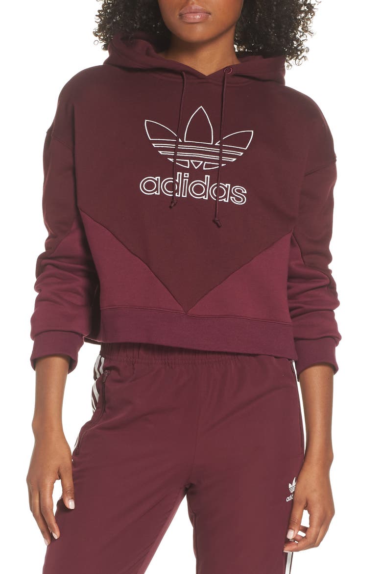 Crop Hoodie, Main, color, MAROON