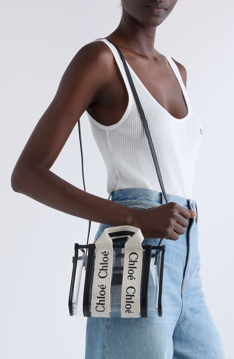 Chloé Mini Woody Jelly & Leather Tote Bag, Alternate, color,