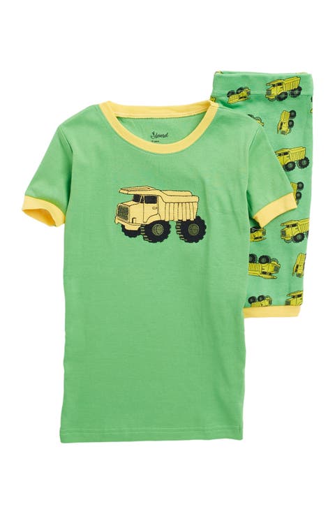 Kids Cotton Two-Piece Short Printed Pajamas, Vehicles & Adventure