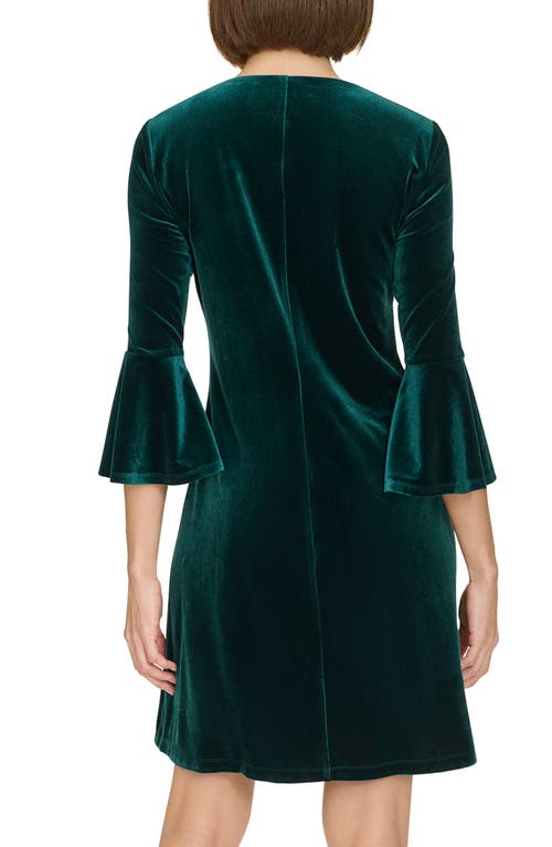 Tommy Hilfiger Bell Sleeve Velvet Dress In Green