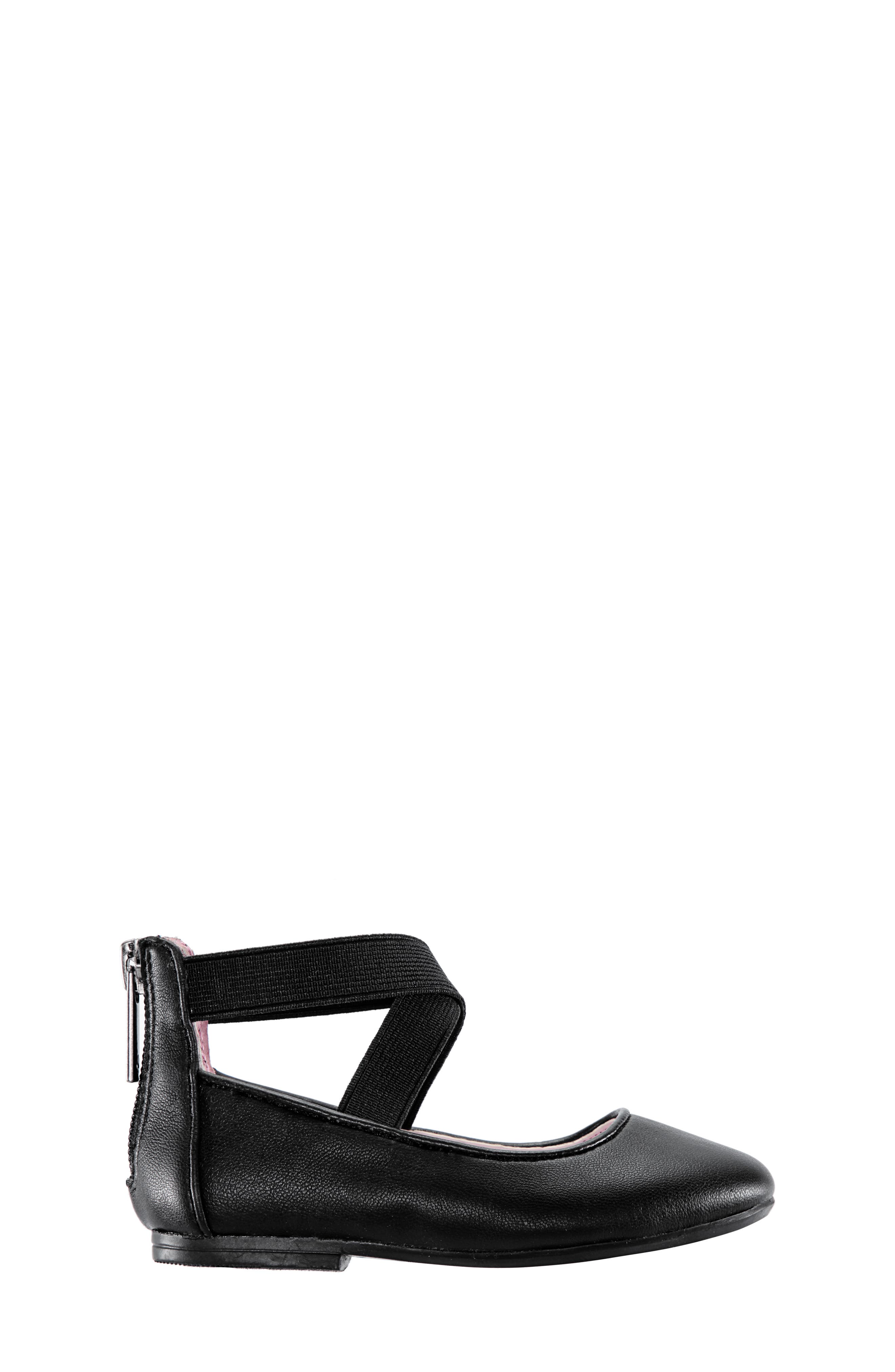 Nina Marissa Cross Strap Flat, Alternate, color, Black Faux Leather