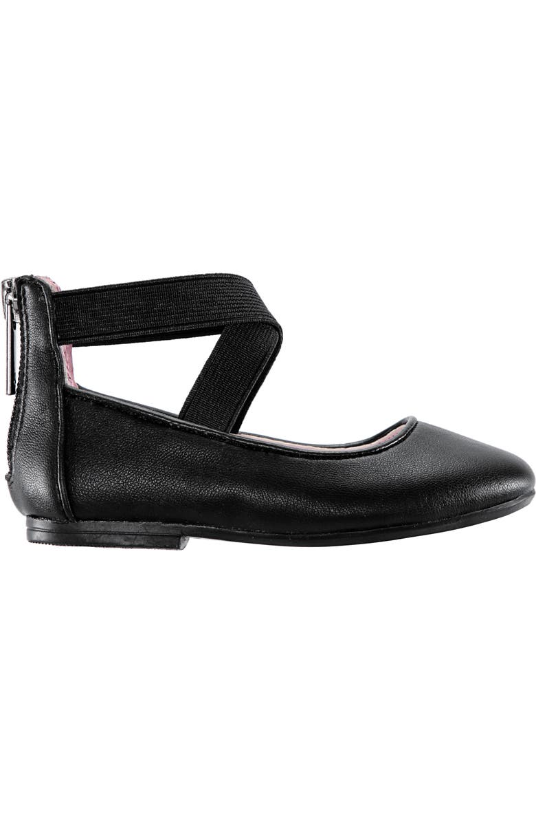 Nina Marissa Cross Strap Flat, Alternate, color, Black Faux Leather