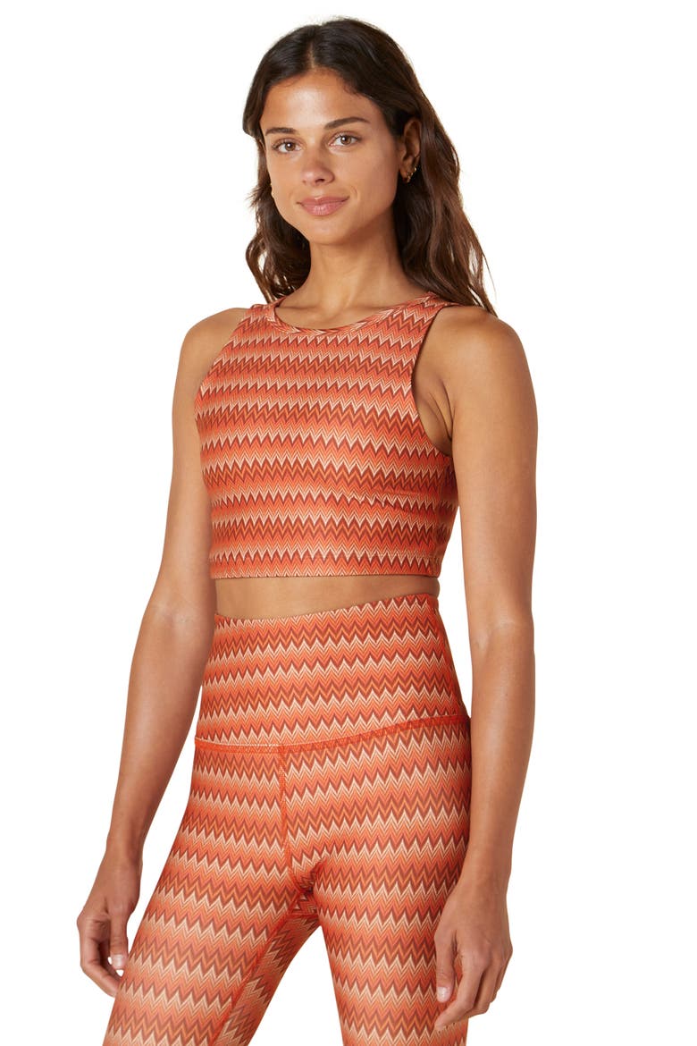 Open Back Activewear Bra, Alternate, color, PAPRIKA CHEVRON