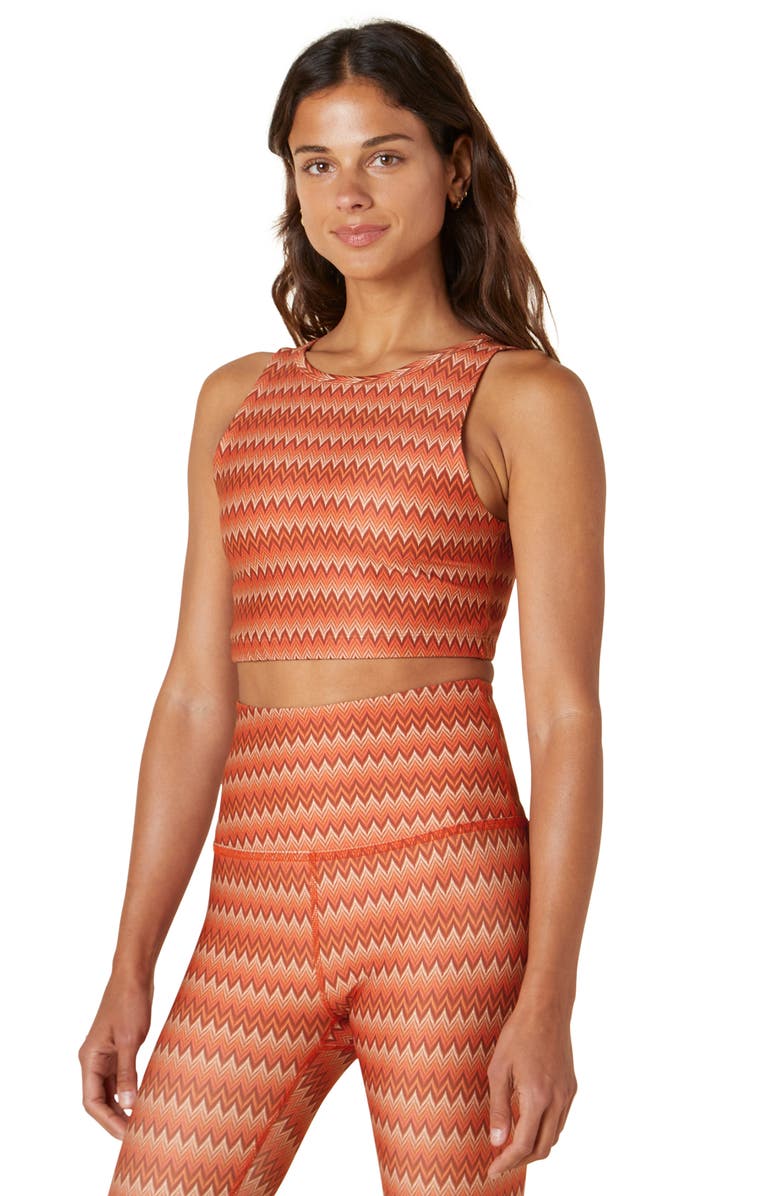 Beyond Yoga Open Back Activewear Bra, Alternate, color, Paprika Chevron