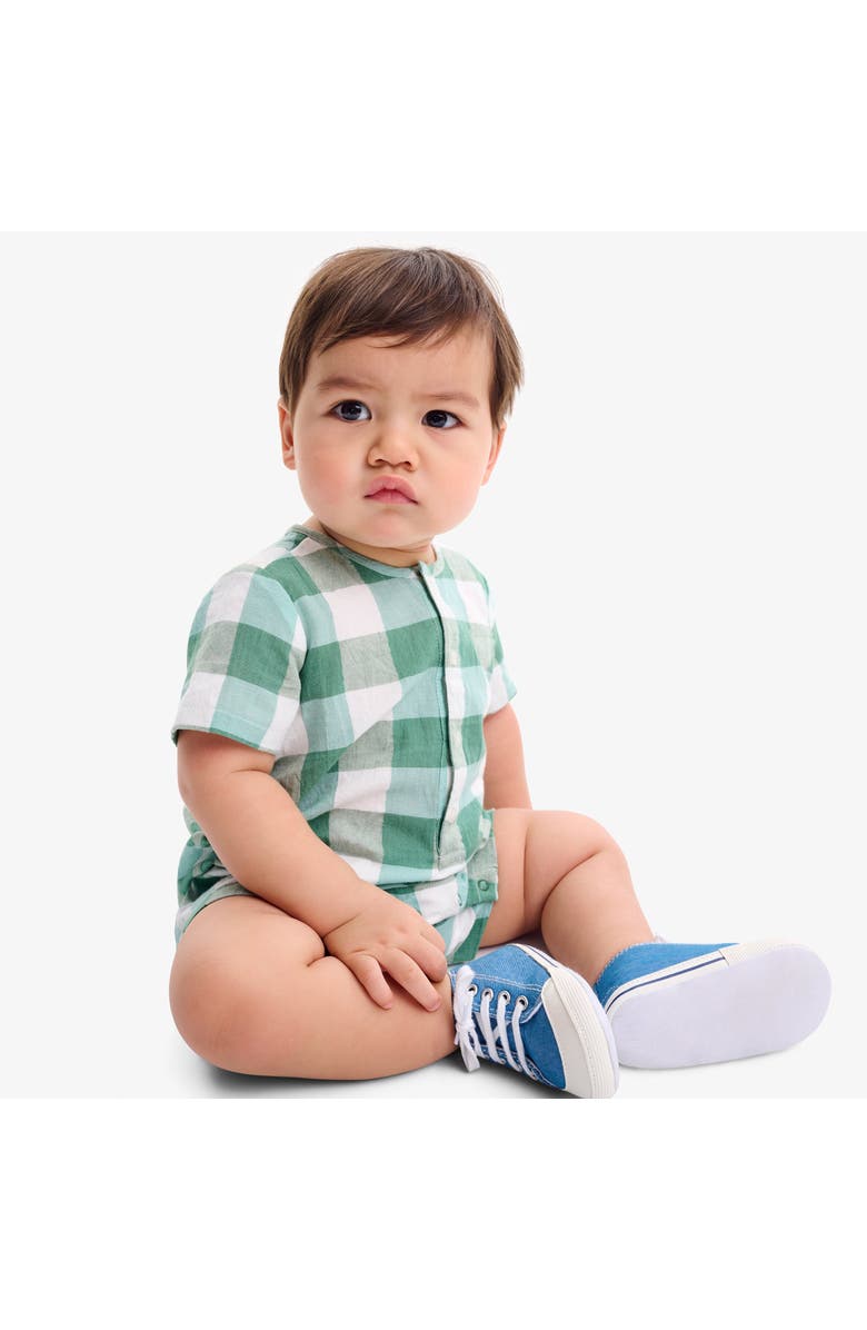 Primary Baby Henley Picnic Shortie In Gingham, Alternate, color, 