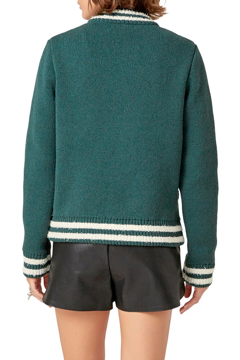 Knit Bomber Jacket, Alternate, color, GREEN